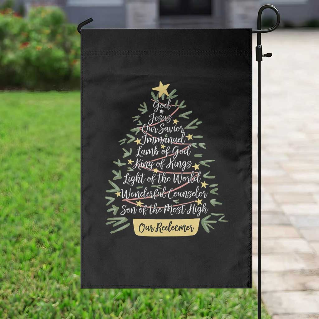 Christmas Christian Garden Flag Jesus Names Tree Religious Faith - Wonder Print Shop
