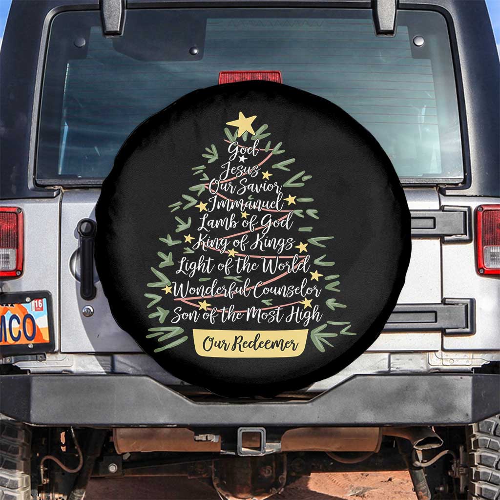 Christmas Christian Spare Tire Cover Jesus Names Tree Religious Faith - Wonder Print Shop