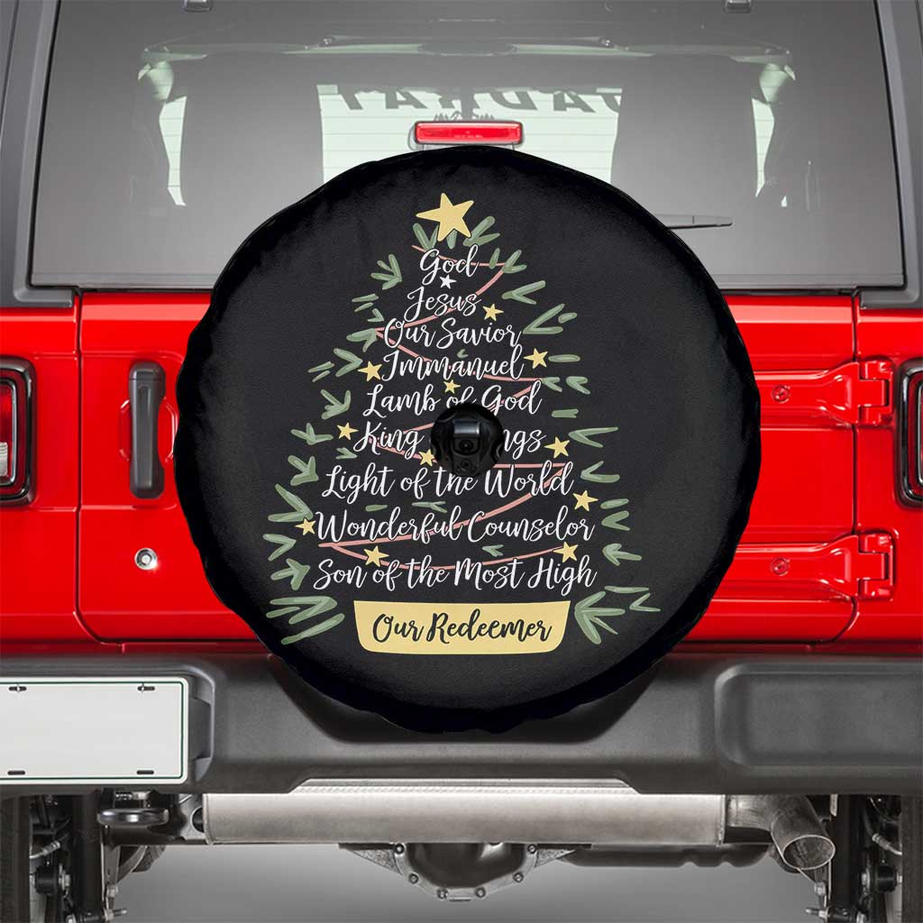 Christmas Christian Spare Tire Cover Jesus Names Tree Religious Faith - Wonder Print Shop