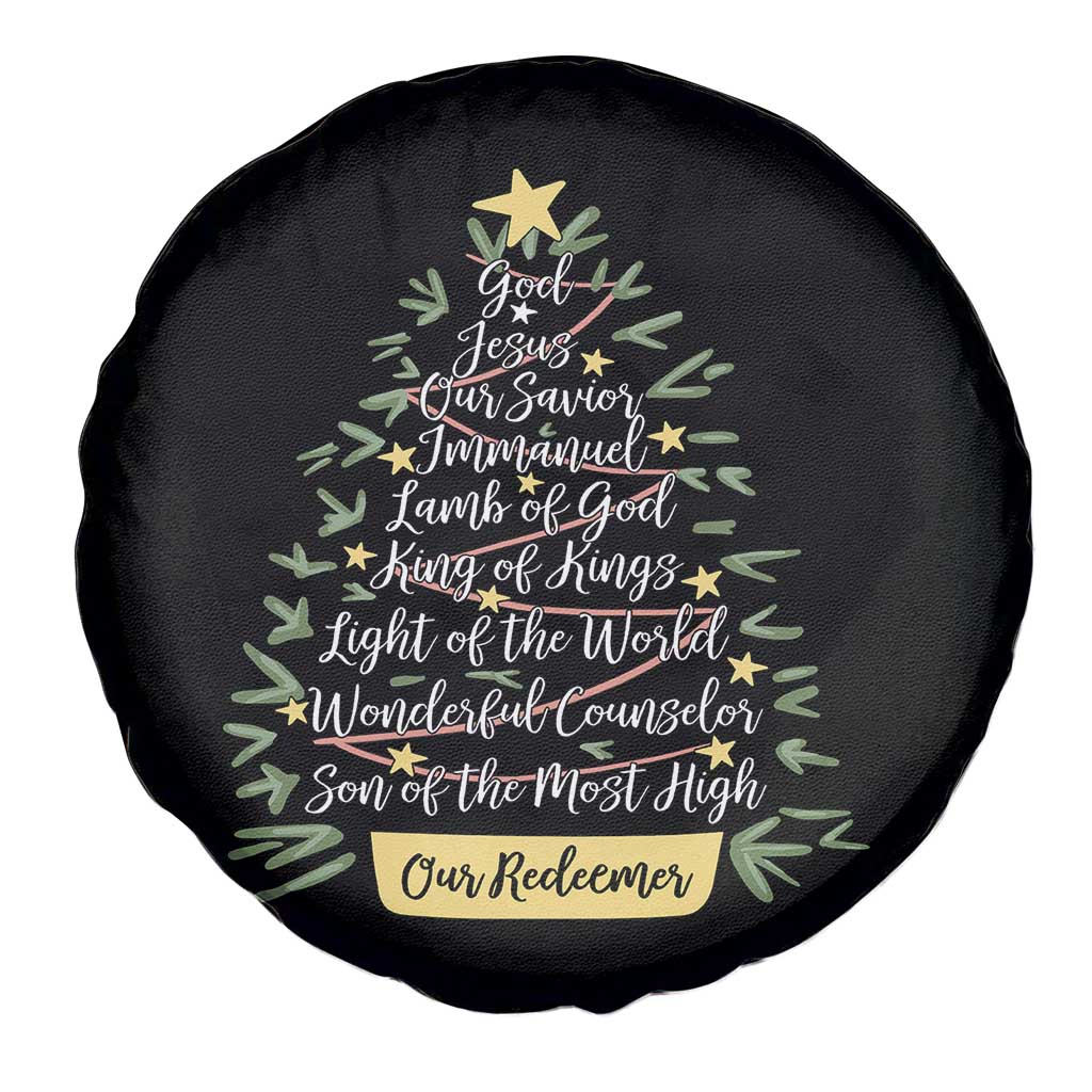 Christmas Christian Spare Tire Cover Jesus Names Tree Religious Faith - Wonder Print Shop