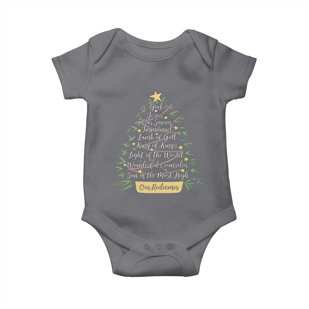 Christmas Christian Baby Onesie Jesus Names Tree Religious Faith - Wonder Print Shop