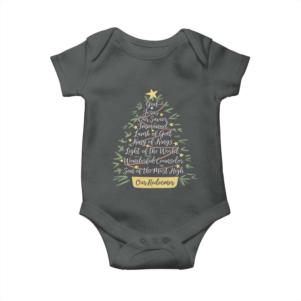 Christmas Christian Baby Onesie Jesus Names Tree Religious Faith - Wonder Print Shop