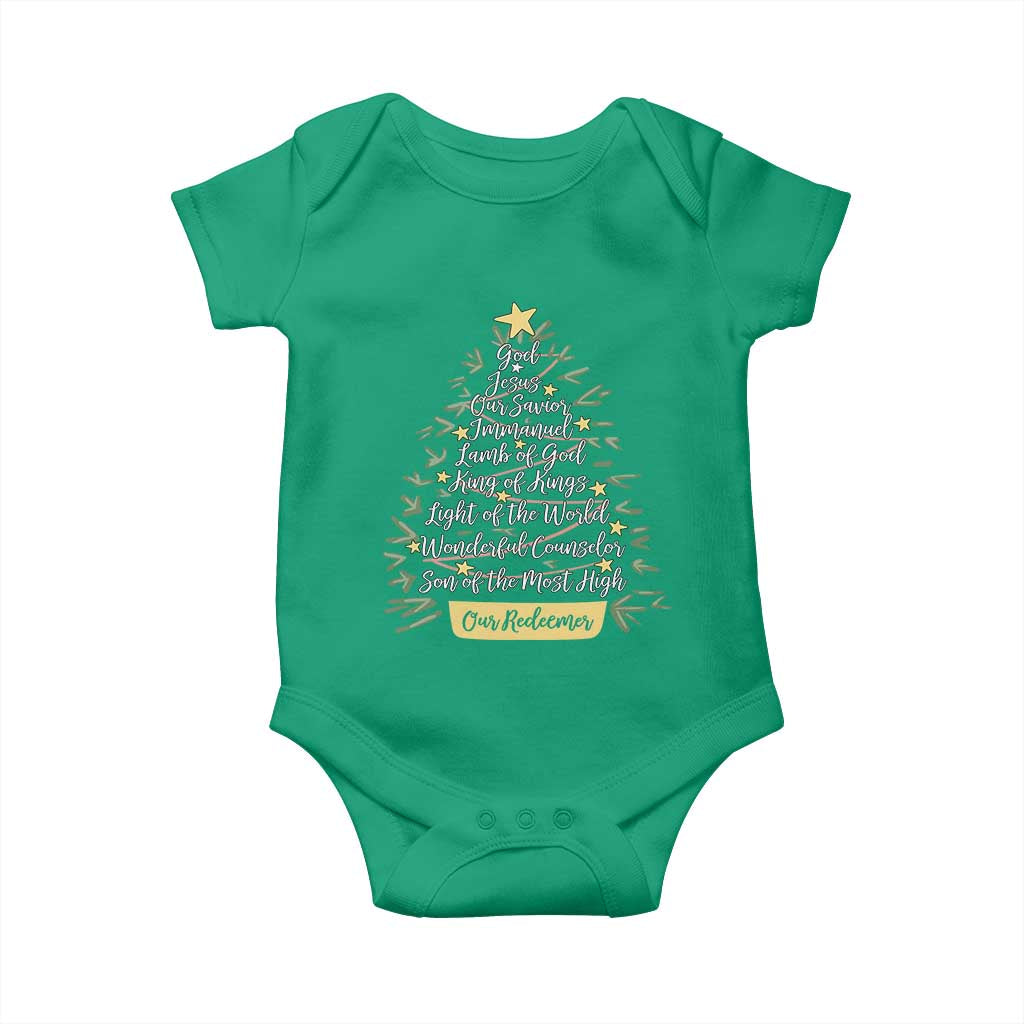 Christmas Christian Baby Onesie Jesus Names Tree Religious Faith - Wonder Print Shop