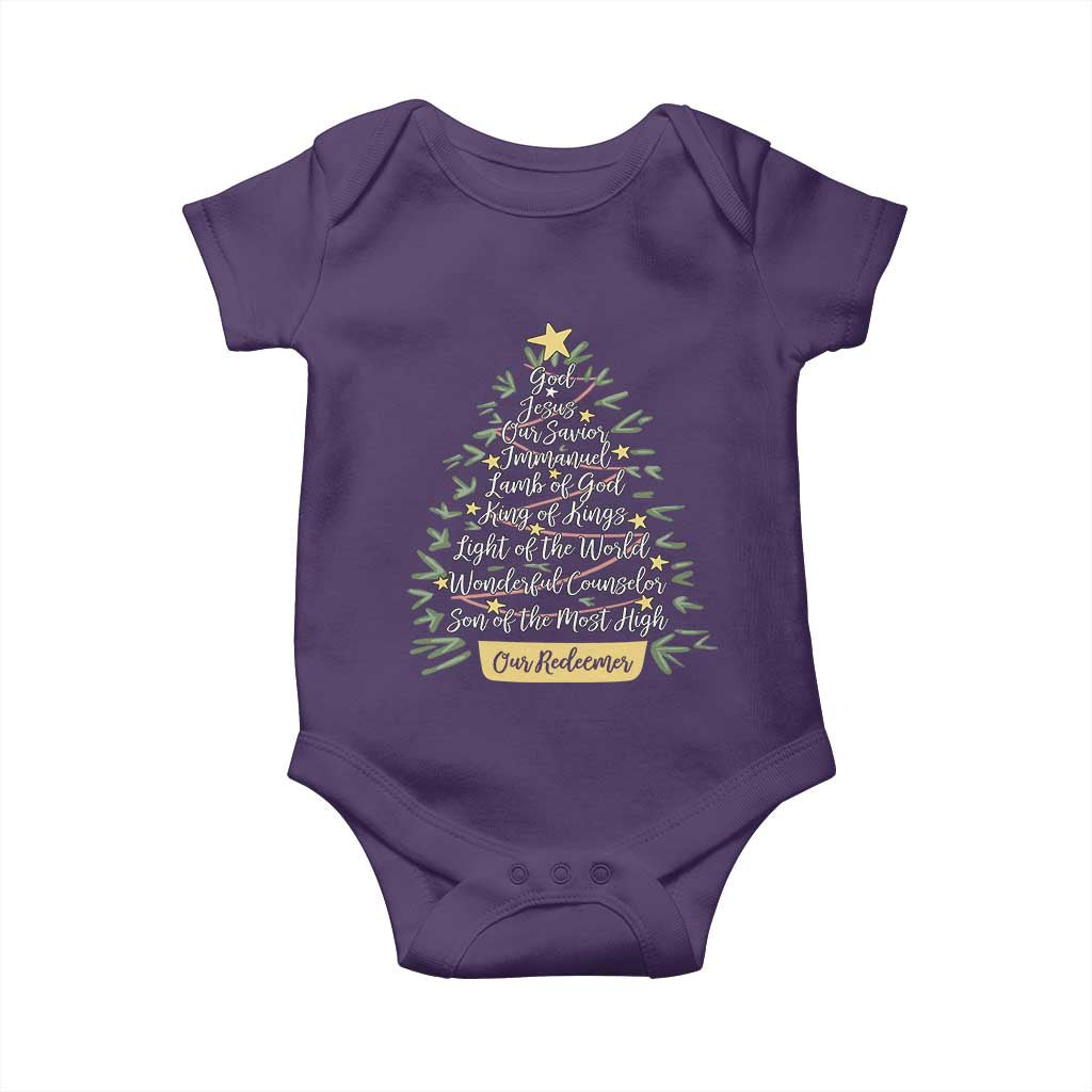 Christmas Christian Baby Onesie Jesus Names Tree Religious Faith - Wonder Print Shop