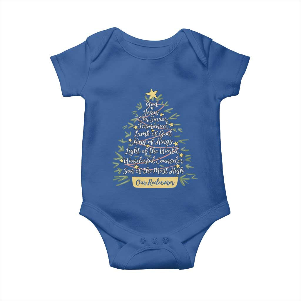 Christmas Christian Baby Onesie Jesus Names Tree Religious Faith - Wonder Print Shop