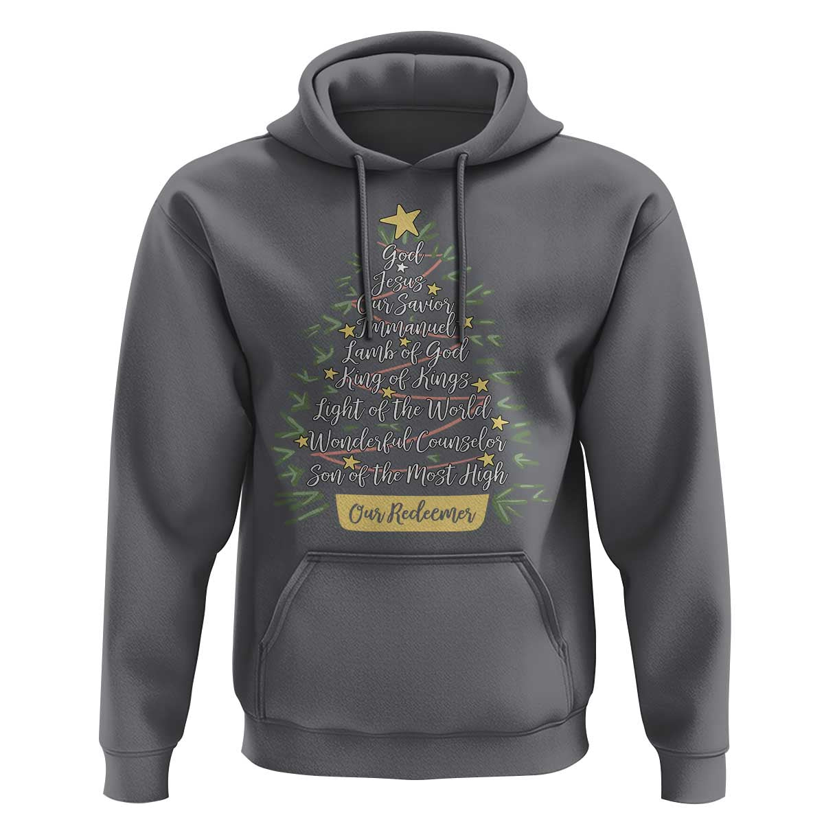 Christmas Christian Hoodie Jesus Names Tree Religious Faith - Wonder Print Shop