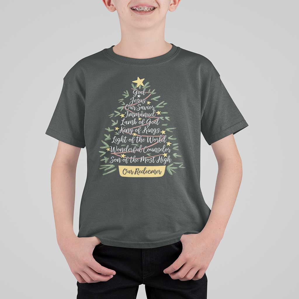 Christmas Christian T Shirt For Kid Jesus Names Tree Religious Faith - Wonder Print Shop