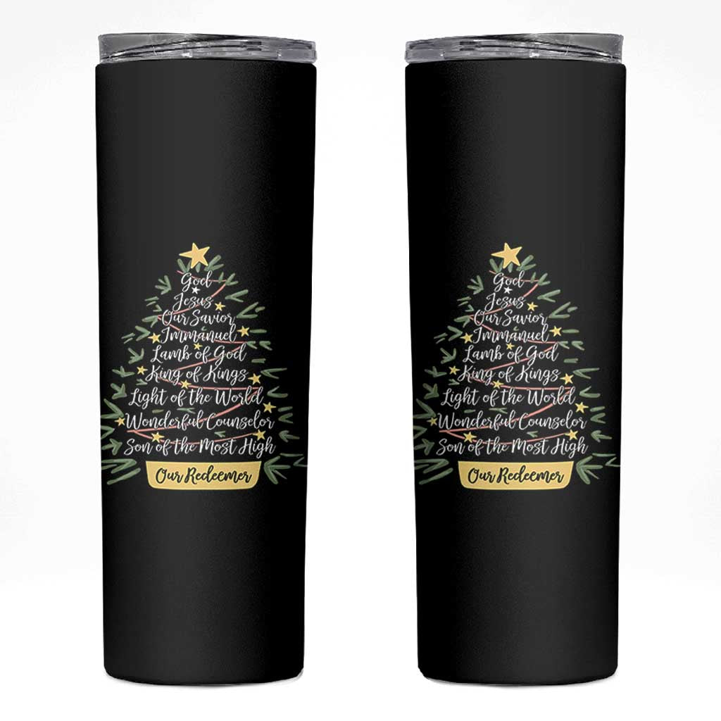 Christmas Christian Skinny Tumbler Jesus Names Tree Religious Faith - Wonder Print Shop