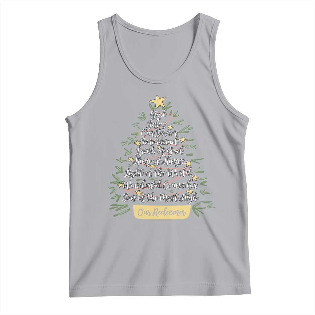 Christmas Christian Tank Top Jesus Names Tree Religious Faith - Wonder Print Shop