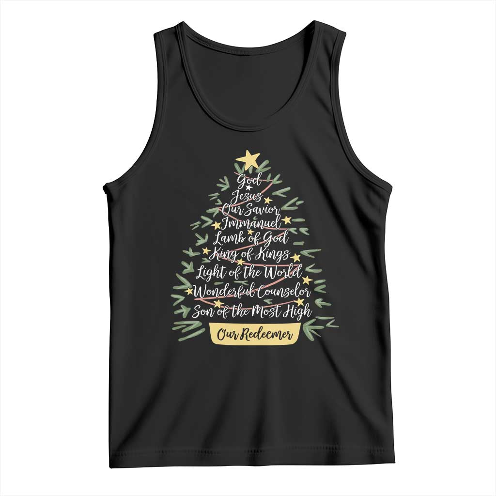 Christmas Christian Tank Top Jesus Names Tree Religious Faith - Wonder Print Shop