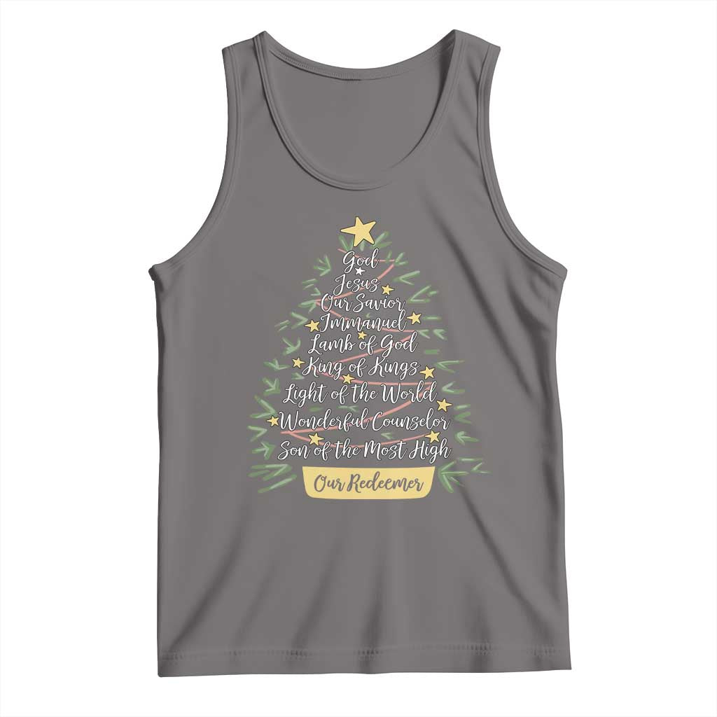 Christmas Christian Tank Top Jesus Names Tree Religious Faith - Wonder Print Shop