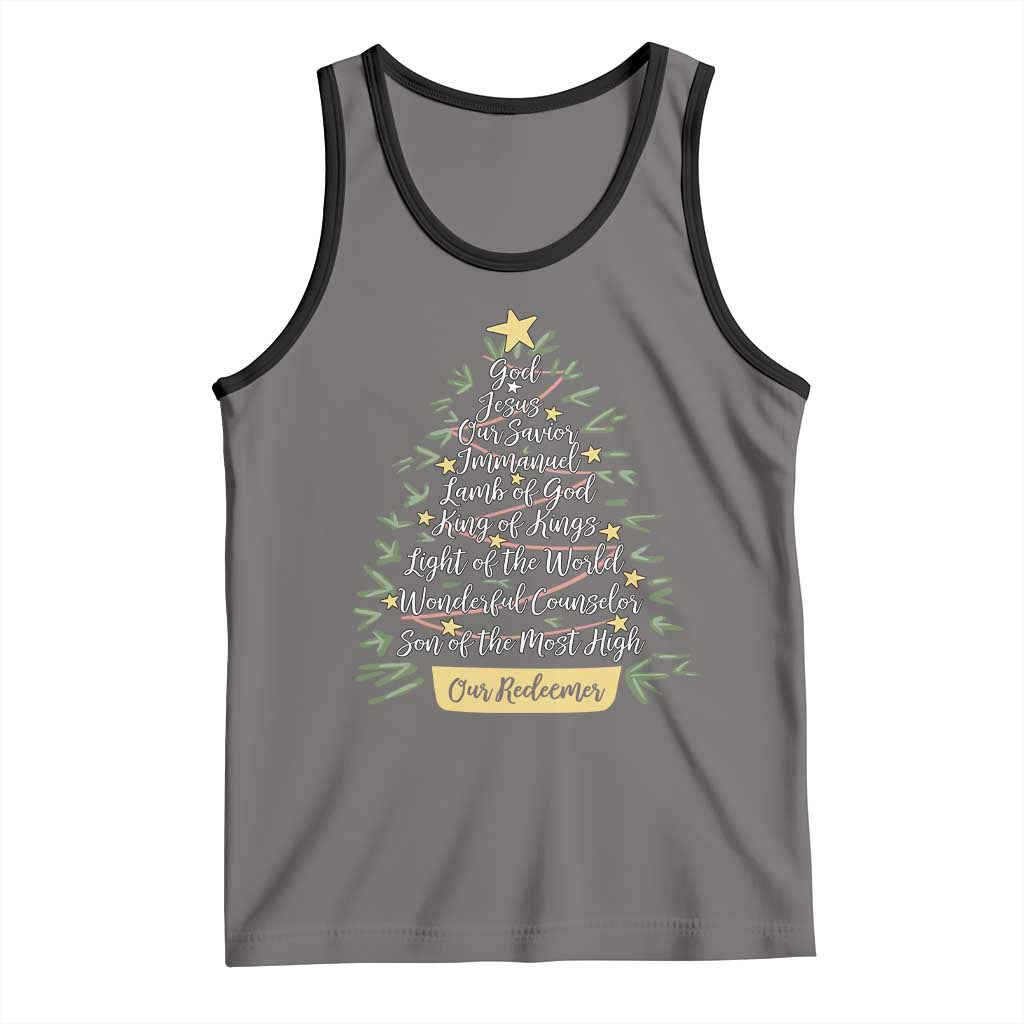 Christmas Christian Tank Top Jesus Names Tree Religious Faith - Wonder Print Shop