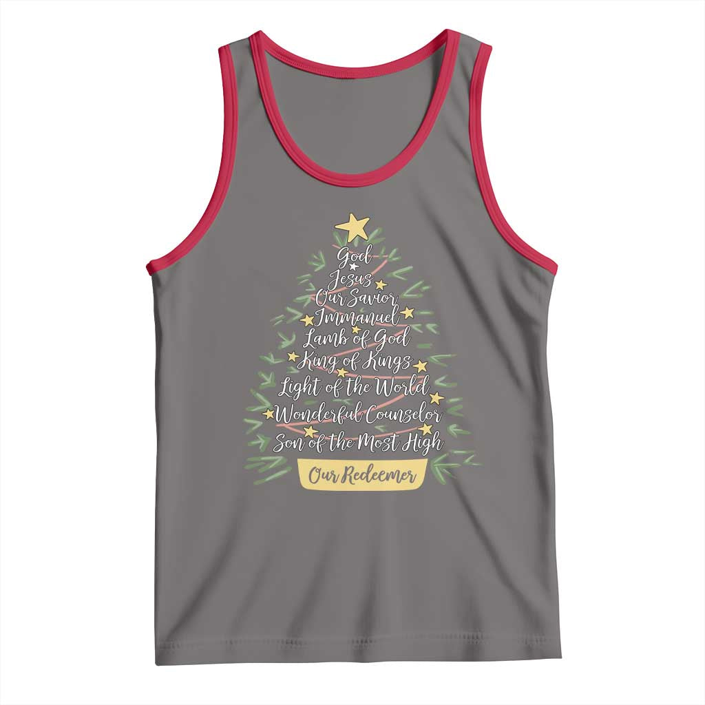 Christmas Christian Tank Top Jesus Names Tree Religious Faith - Wonder Print Shop