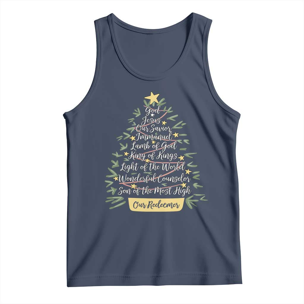 Christmas Christian Tank Top Jesus Names Tree Religious Faith - Wonder Print Shop