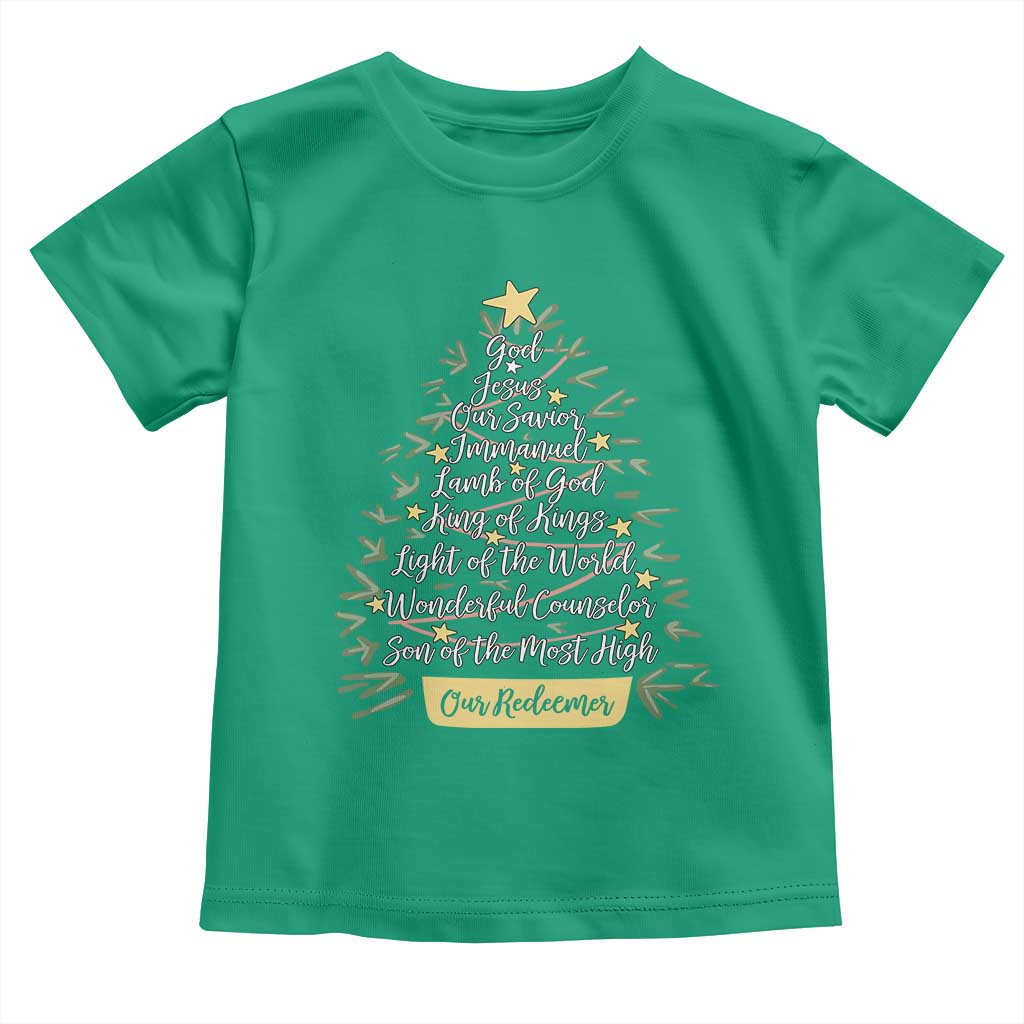 Christmas Christian Toddler T Shirt Jesus Names Tree Religious Faith - Wonder Print Shop