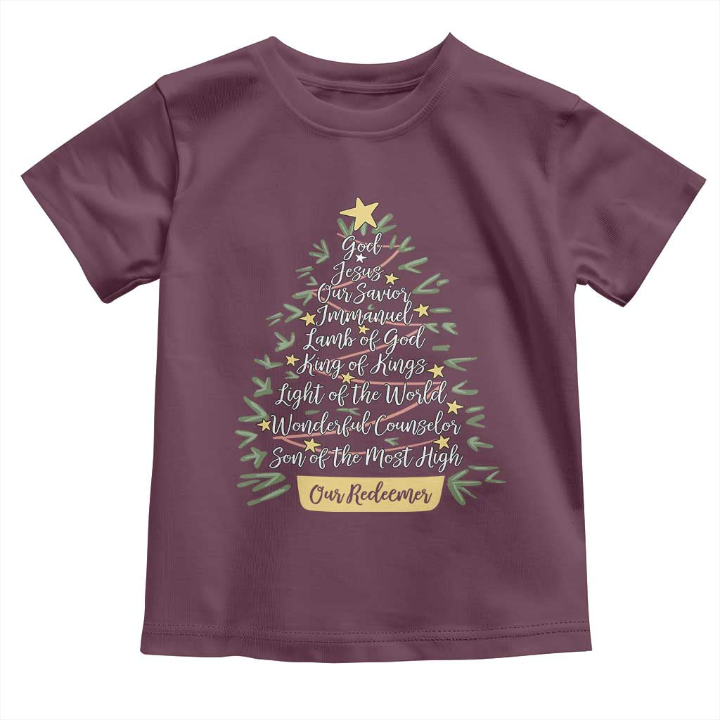 Christmas Christian Toddler T Shirt Jesus Names Tree Religious Faith - Wonder Print Shop