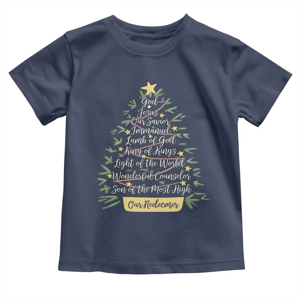 Christmas Christian Toddler T Shirt Jesus Names Tree Religious Faith - Wonder Print Shop