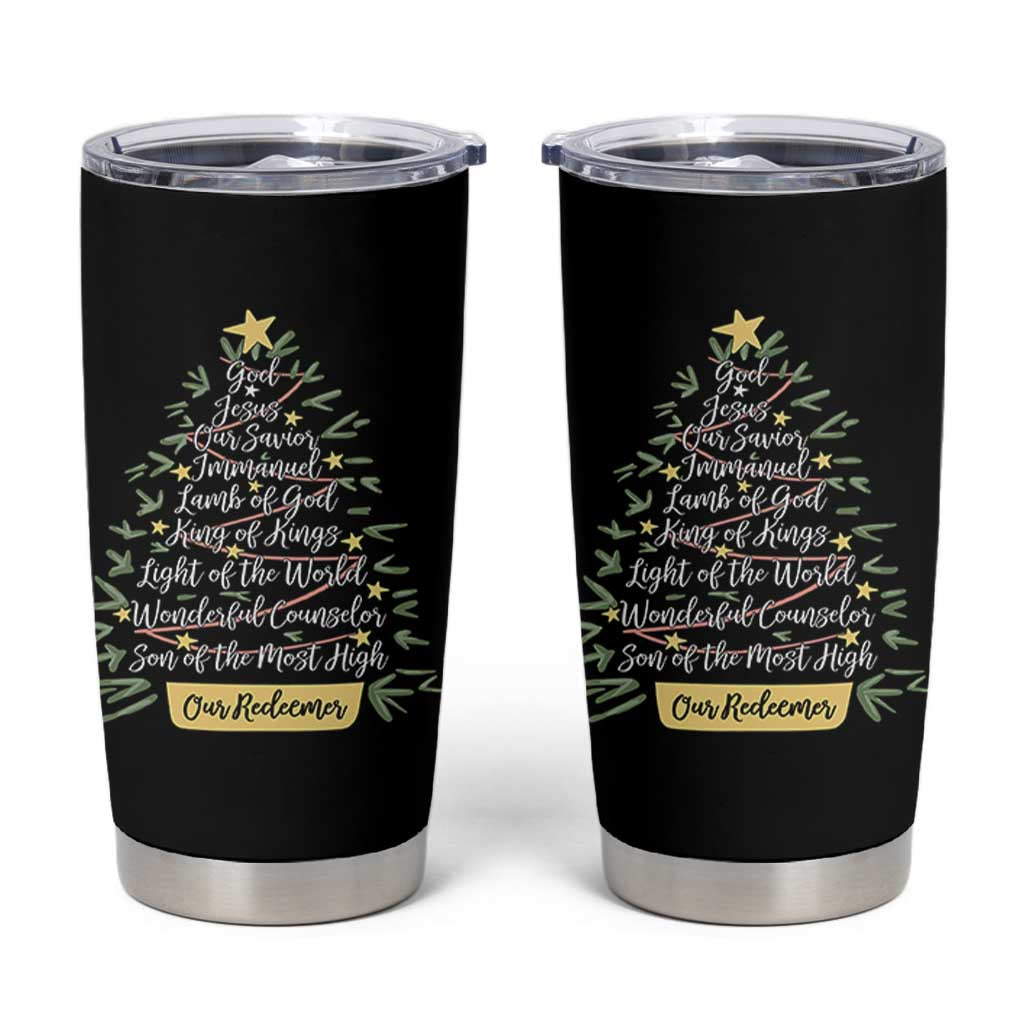 Christmas Christian Tumbler Cup Jesus Names Tree Religious Faith - Wonder Print Shop
