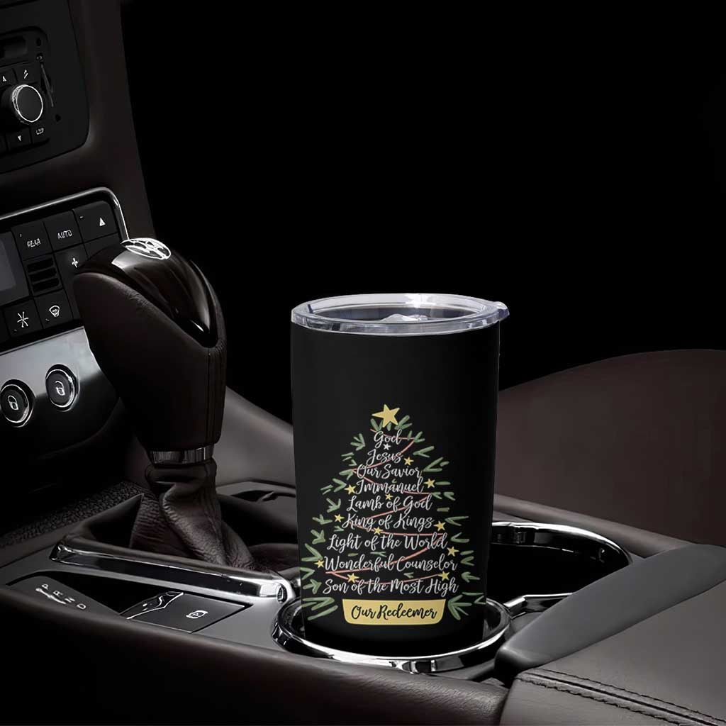 Christmas Christian Tumbler Cup Jesus Names Tree Religious Faith - Wonder Print Shop