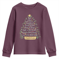 Christmas Christian Youth Sweatshirt Jesus Names Tree Religious Faith - Wonder Print Shop