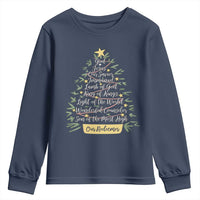 Christmas Christian Youth Sweatshirt Jesus Names Tree Religious Faith - Wonder Print Shop
