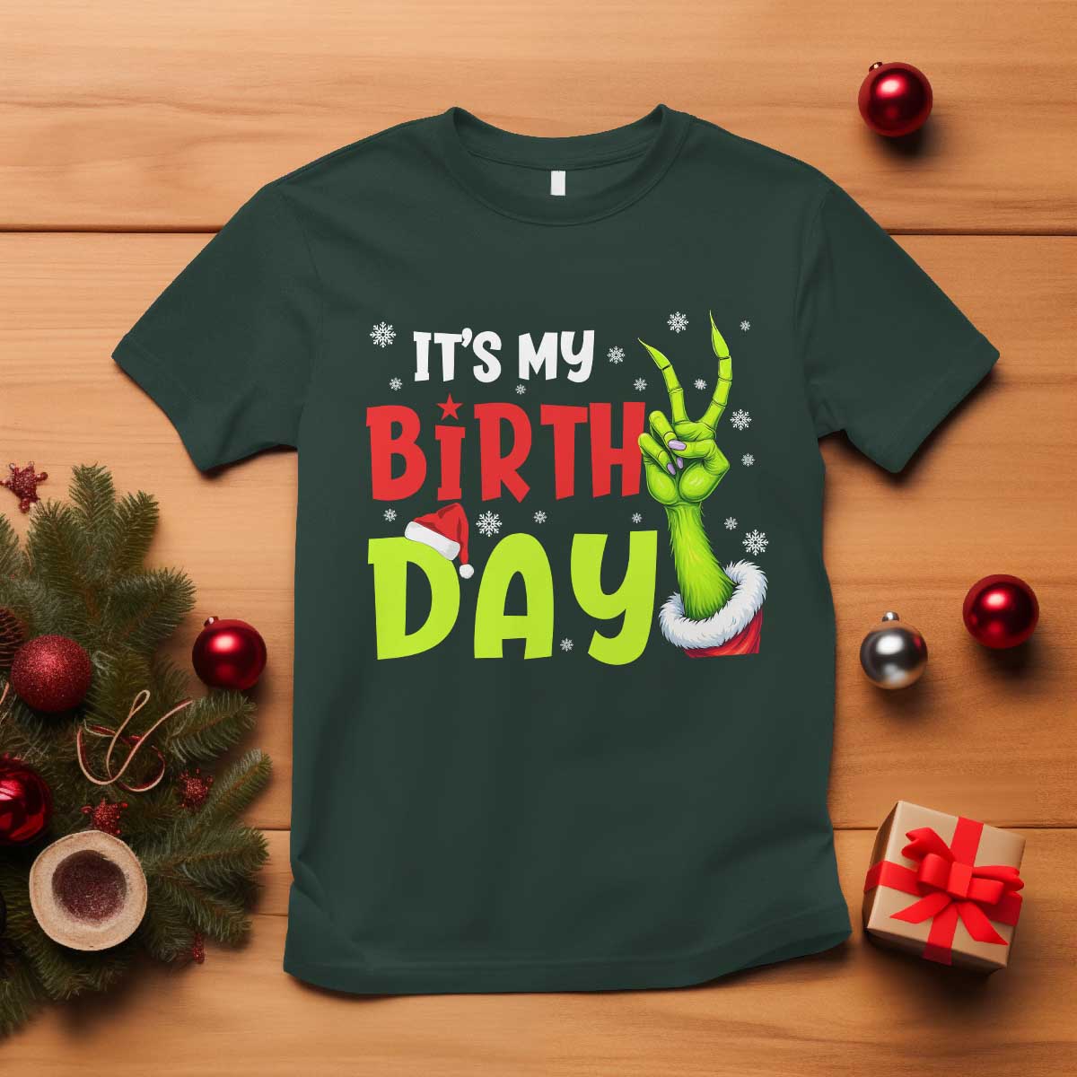 It's My Birthday Christmas T Shirt Funny Bday Xmas - Wonder Print Shop
