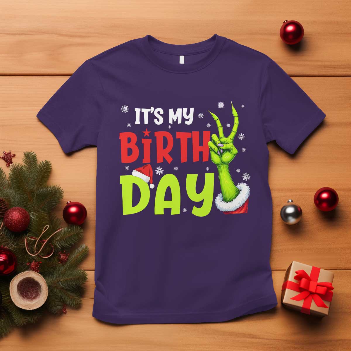 It's My Birthday Christmas T Shirt Funny Bday Xmas - Wonder Print Shop