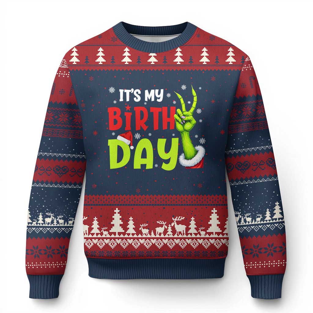 It's My Birthday Xmas Ugly Christmas Sweater Funny Bday Xmas - Wonder Print Shop