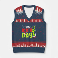 It's My Birthday Xmas V-Neck Knit Sweater Vest Funny Bday Xmas - Wonder Print Shop