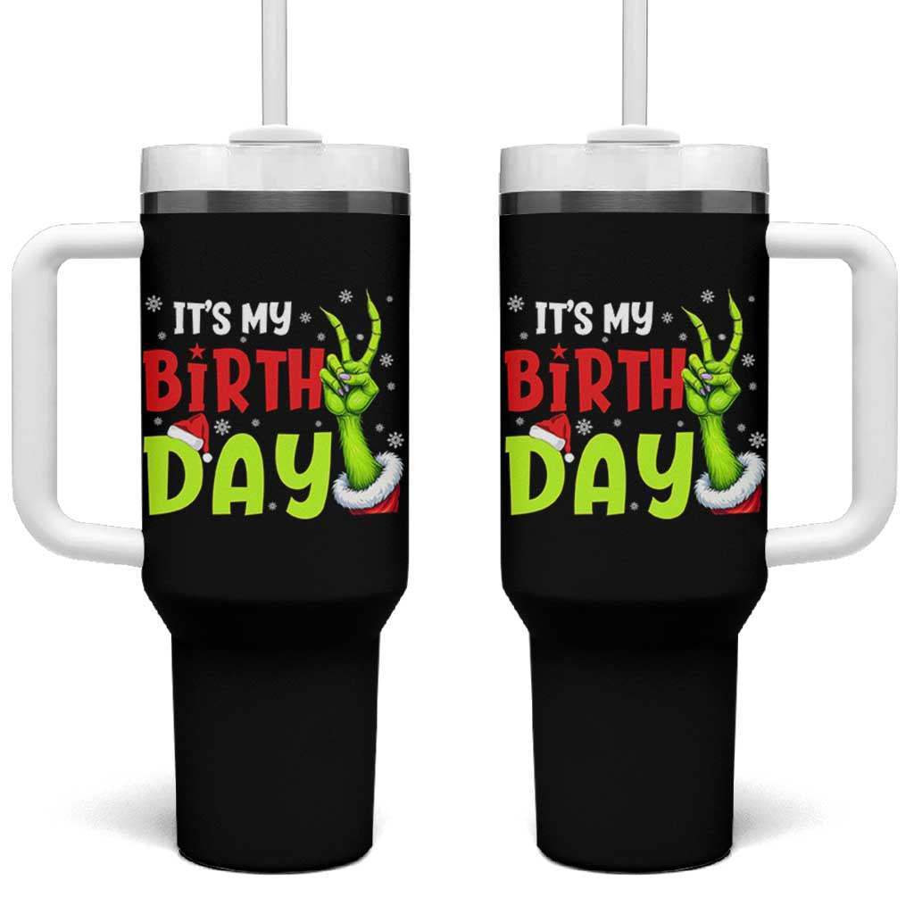 It's My Birthday Christmas Tumbler With Handle Funny Bday Xmas - undefined
