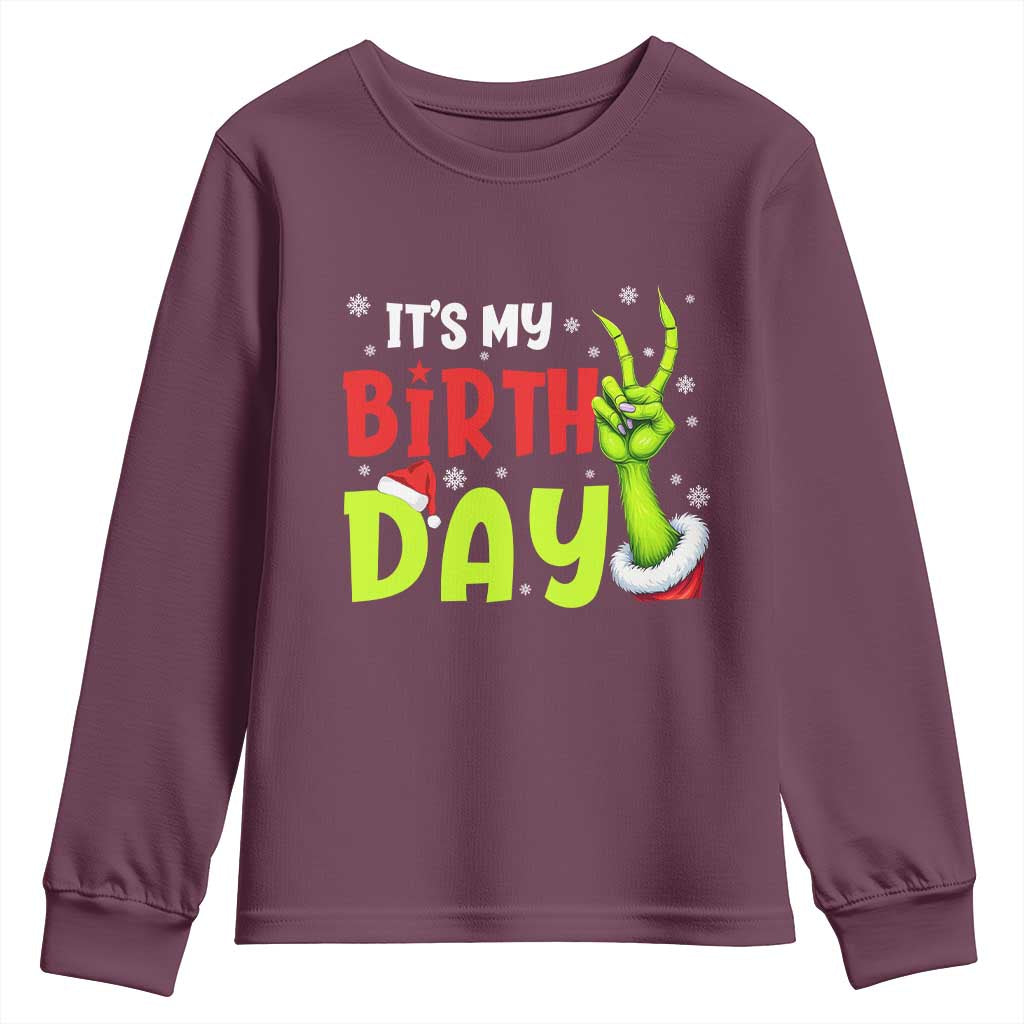 It's My Birthday Christmas Youth Sweatshirt Funny Bday Xmas - Wonder Print Shop