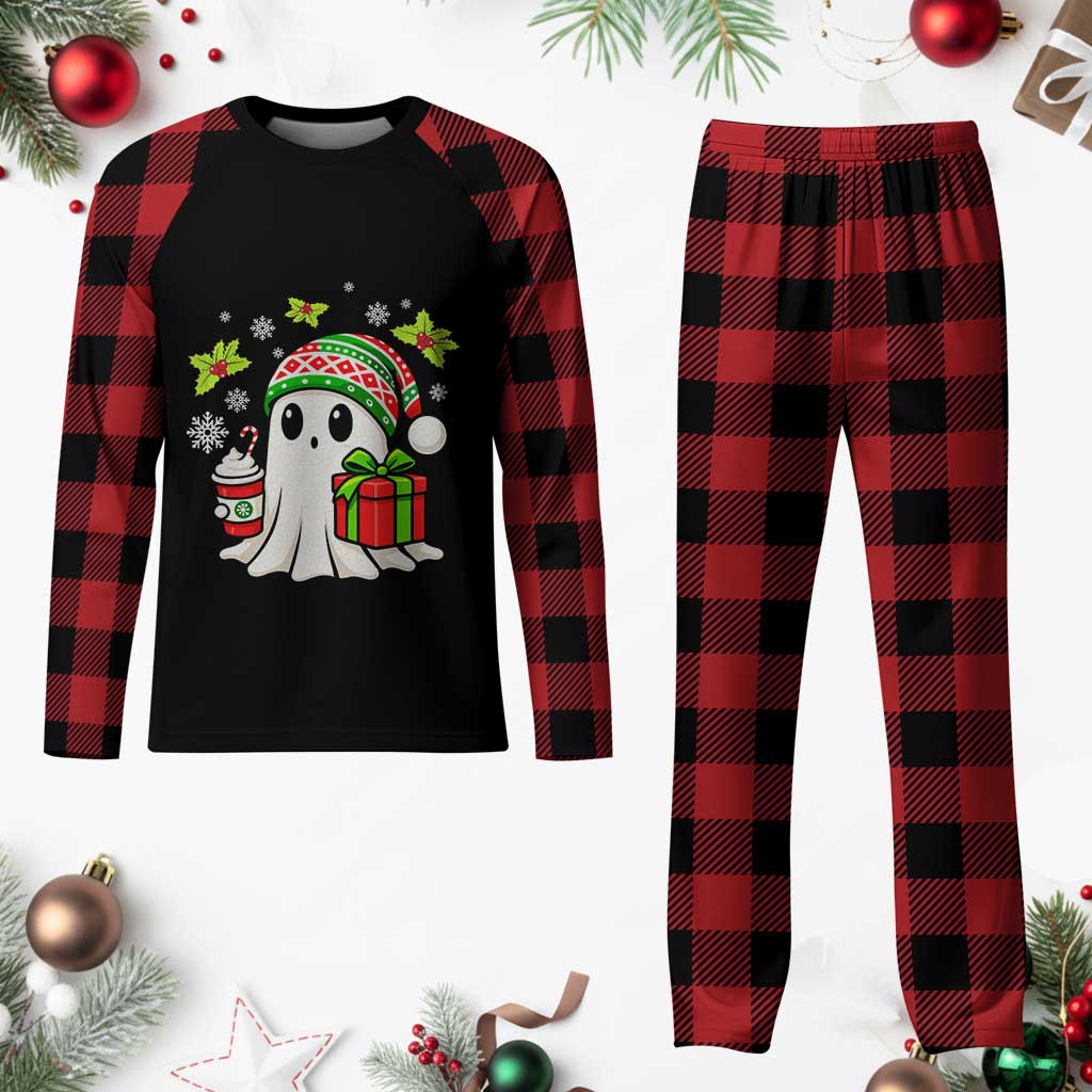 Ghost Santa Christmas Plaid Pajama Set Holiday Xmas Halloween - Wonder Print Shop