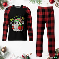Ghost Santa Christmas Plaid Pajama Set Holiday Xmas Halloween - Wonder Print Shop