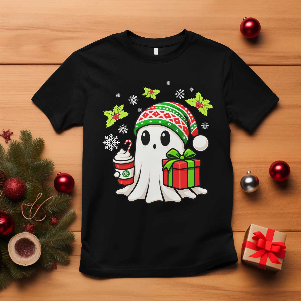 Ghost Santa Christmas T Shirt Holiday Xmas Halloween - Wonder Print Shop