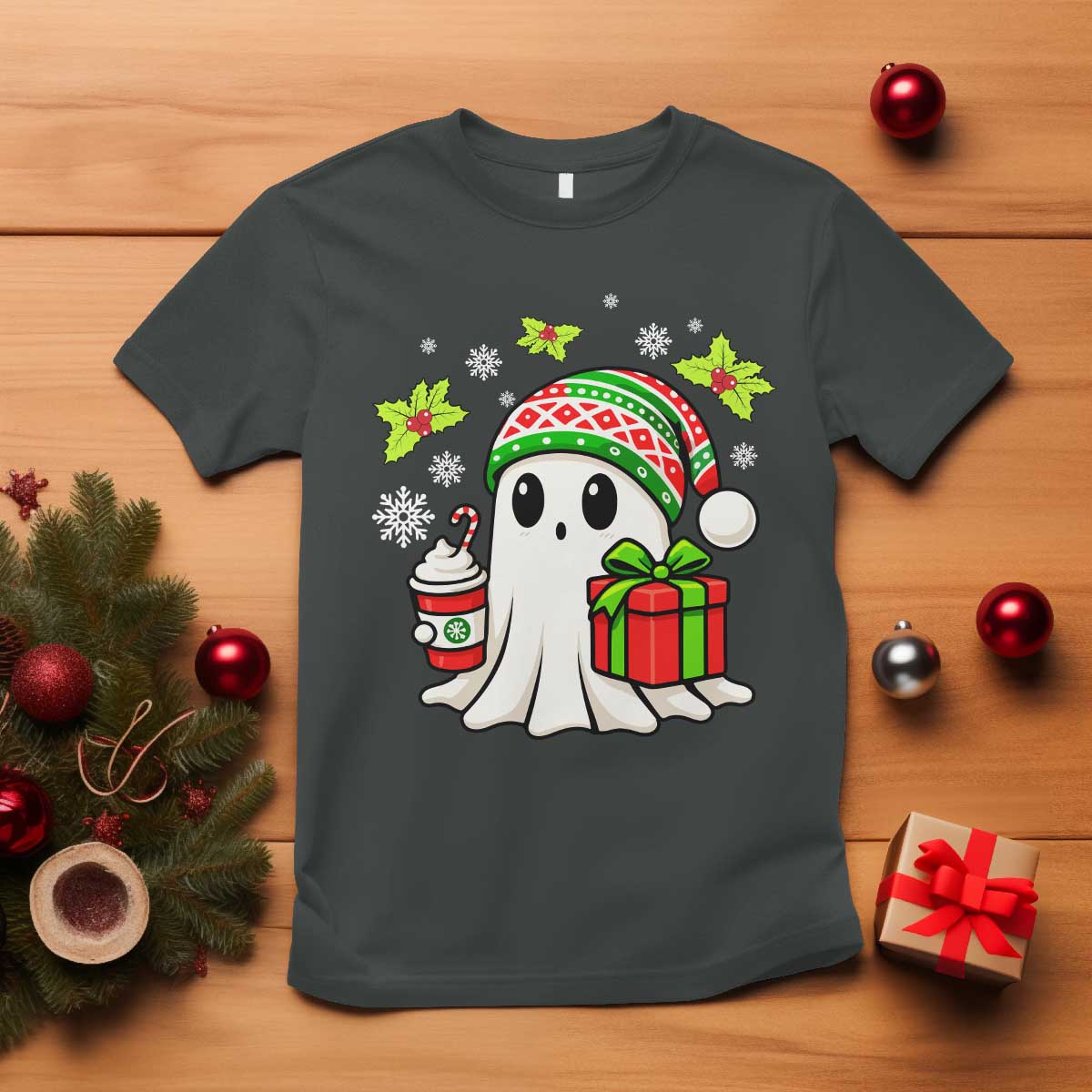 Ghost Santa Christmas T Shirt Holiday Xmas Halloween - Wonder Print Shop