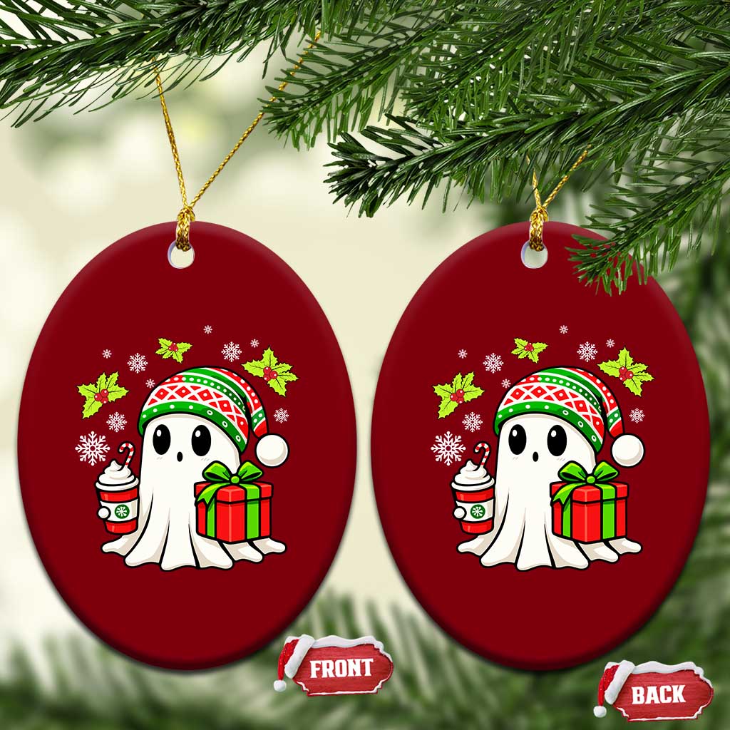 Ghost Santa Christmas Ceramic Ornament Holiday Xmas Halloween - Wonder Print Shop