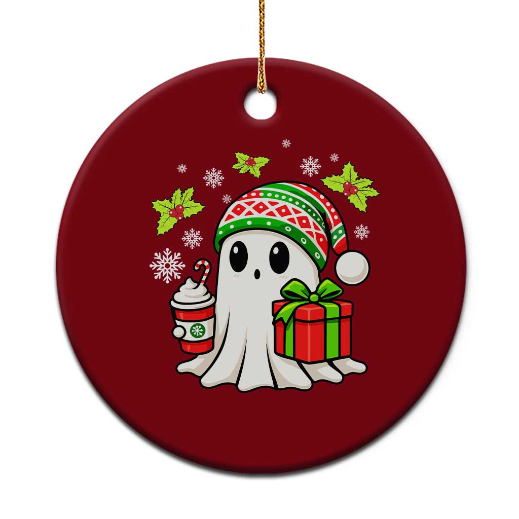 Ghost Santa Christmas Ceramic Ornament Holiday Xmas Halloween - Wonder Print Shop