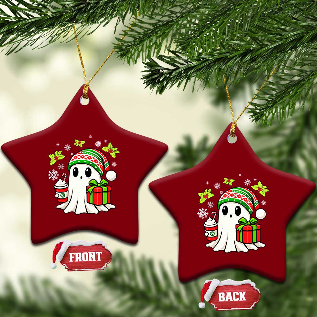 Ghost Santa Christmas Ceramic Ornament Holiday Xmas Halloween - Wonder Print Shop
