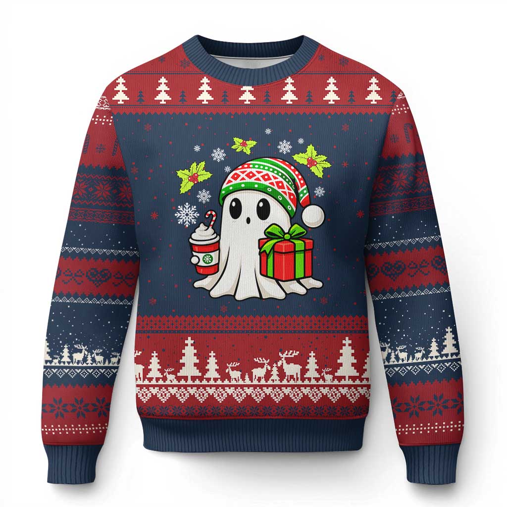 Ghost Santa Xmas Ugly Christmas Sweater Holiday Xmas Halloween - Wonder Print Shop