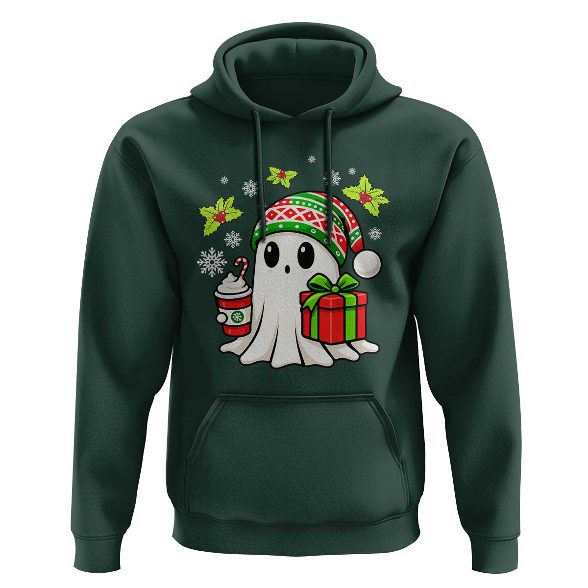 Ghost Santa Christmas Hoodie Holiday Xmas Halloween - Wonder Print Shop