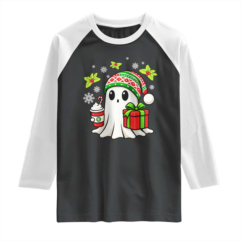 Ghost Santa Christmas Raglan Shirt Holiday Xmas Halloween - Wonder Print Shop