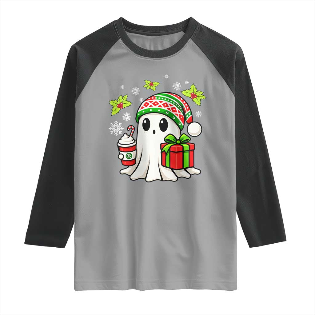 Ghost Santa Christmas Raglan Shirt Holiday Xmas Halloween - Wonder Print Shop