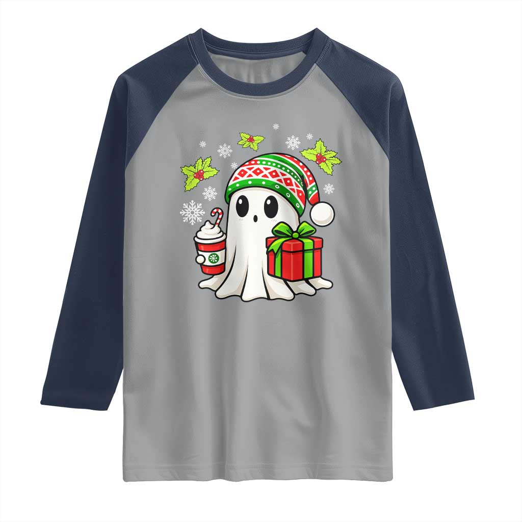 Ghost Santa Christmas Raglan Shirt Holiday Xmas Halloween - Wonder Print Shop