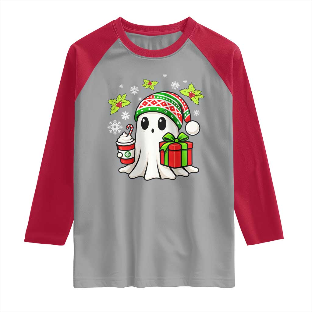 Ghost Santa Christmas Raglan Shirt Holiday Xmas Halloween - Wonder Print Shop