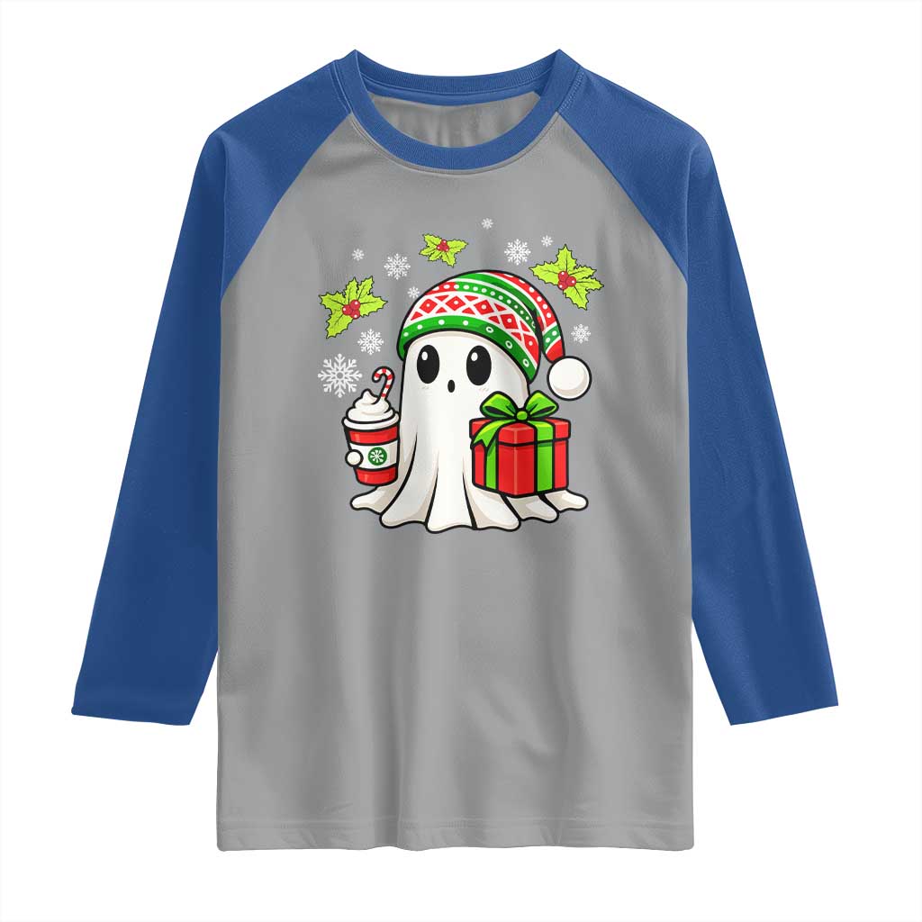 Ghost Santa Christmas Raglan Shirt Holiday Xmas Halloween - Wonder Print Shop