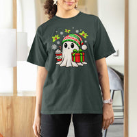 Ghost Santa Christmas T Shirt For Women Holiday Xmas Halloween - Wonder Print Shop