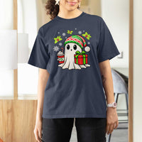 Ghost Santa Christmas T Shirt For Women Holiday Xmas Halloween - Wonder Print Shop
