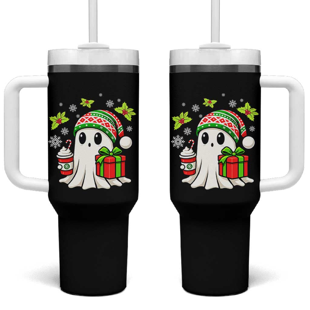 Ghost Santa Christmas Tumbler With Handle Holiday Xmas Halloween - Wonder Print Shop
