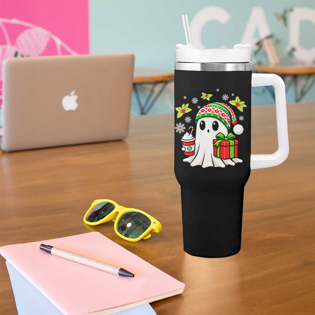 Ghost Santa Christmas Tumbler With Handle Holiday Xmas Halloween - Wonder Print Shop