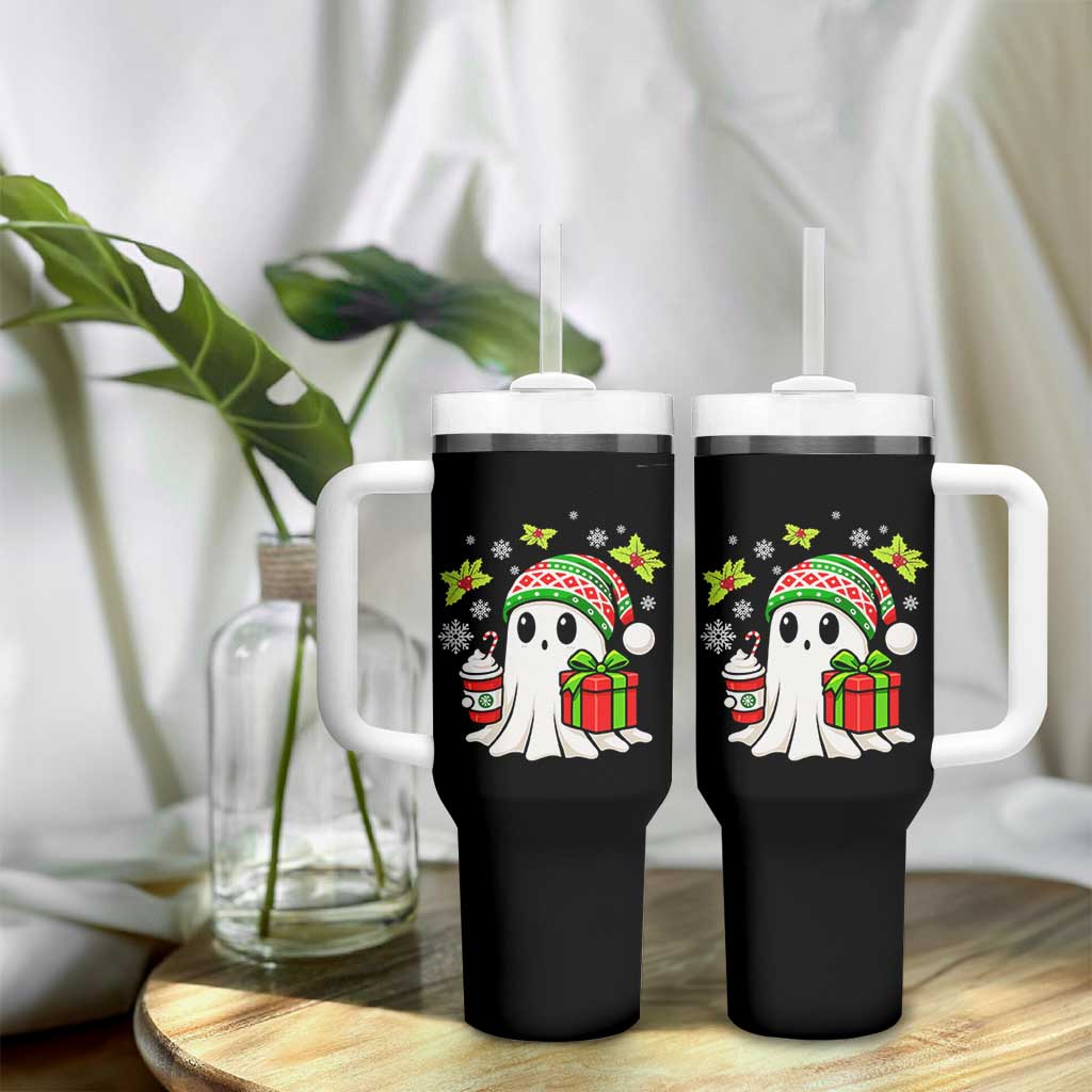 Ghost Santa Christmas Tumbler With Handle Holiday Xmas Halloween - Wonder Print Shop